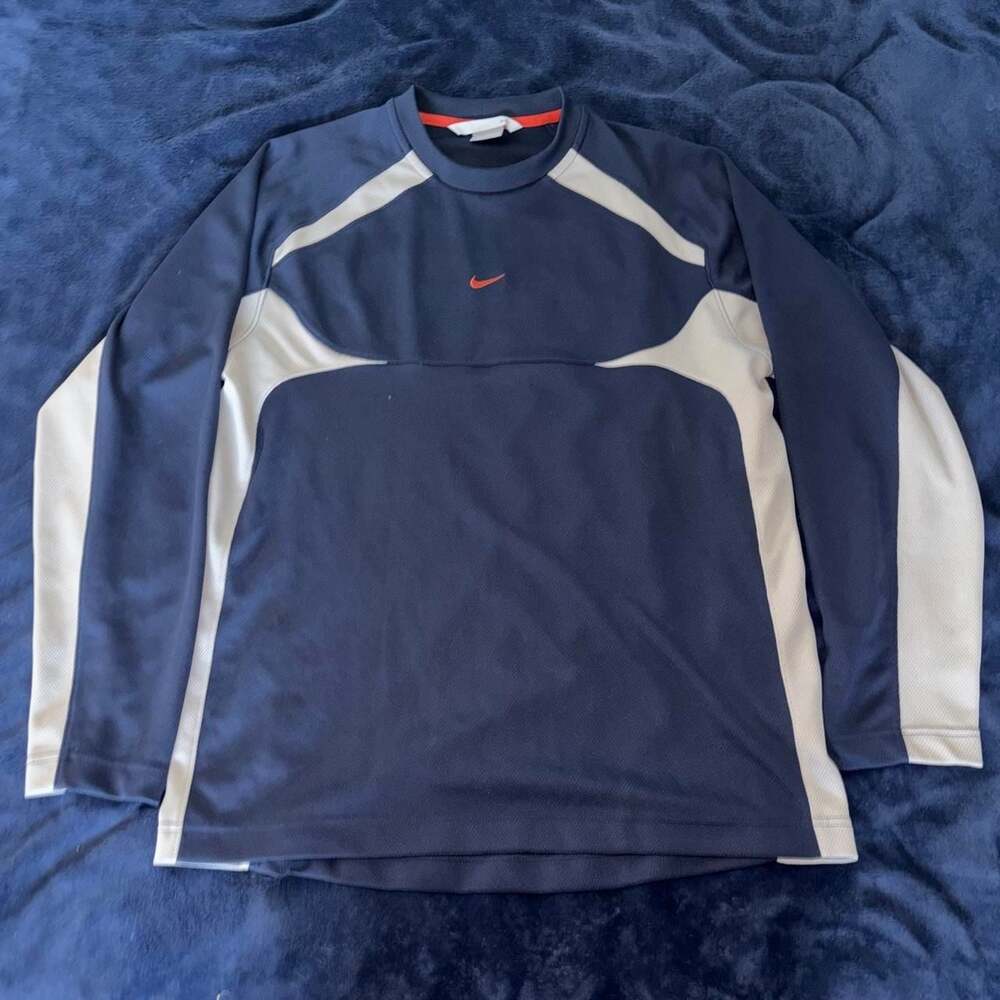 Nike Navy Blue Center Swoosh Long Sleeve Shirt